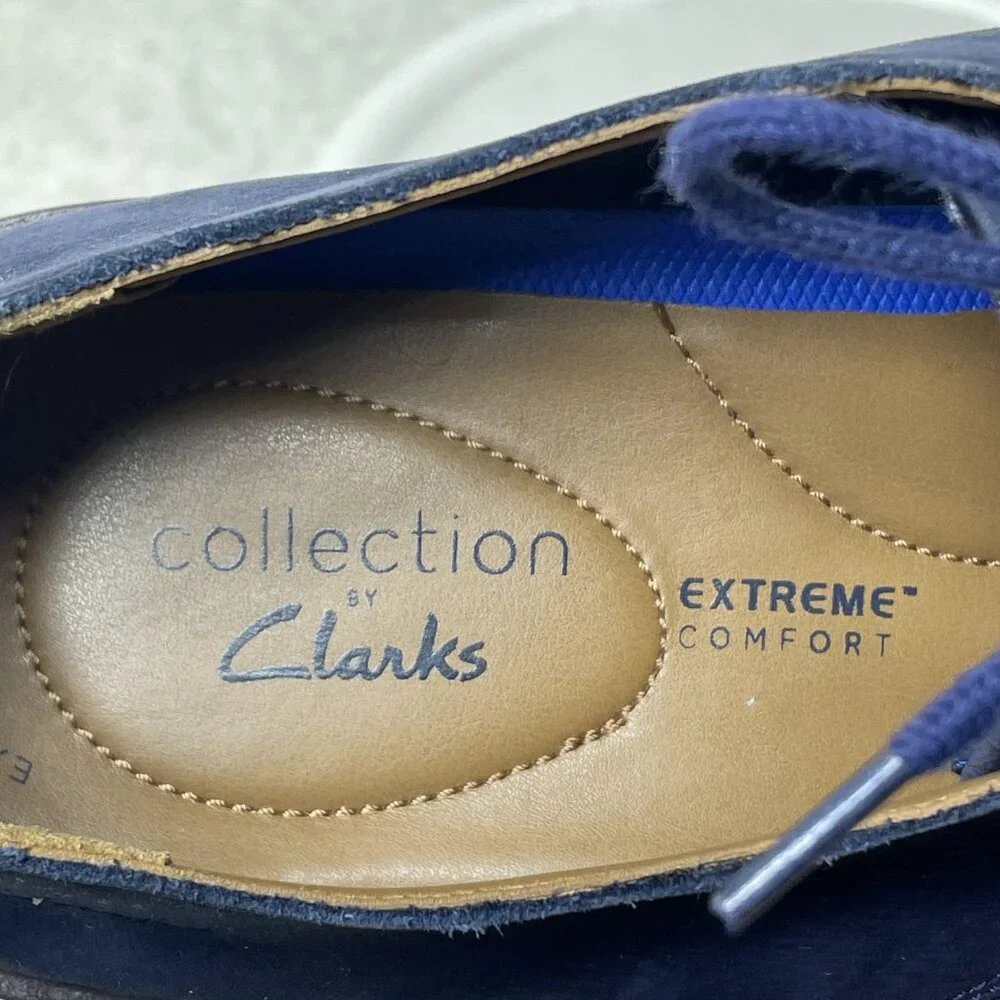 Clarks Collection Loafers Mens 11.5 Blue Extreme Comfort Suede Lace Up Shoes